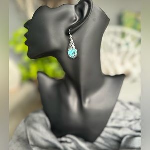 TURQUOISE SILVER EARRINGS-TURQUOISE DROP EARRINGS-TEAR DROP EARRINGS